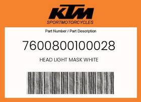 Ktm 7600800100028 Genuine Head Light Mask White -