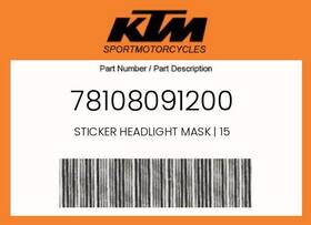 78108091200 Ktm Genuine Sticker Headlight Mask 15 -