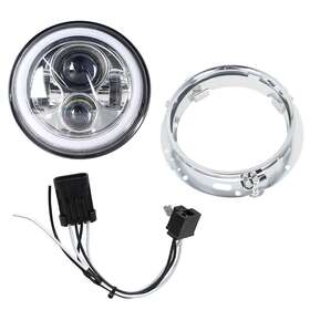 Law182046 Labwork Chrome 7 Inch Led Headlight Halo Drl For Touring Road King Street Glide With Bracket
