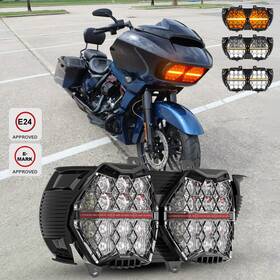 82648giry48283001 Llx Honeycomb E-24 Led Dual Headlight Amber Drl For Harley Road Glide Cvo 2018 2022