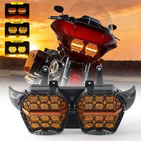 Fbvbnm41528560amb Llx Dual Amber Honeycombed Led Headlight For Road Glide Ultra Cvo/se Fltruse 2015-16