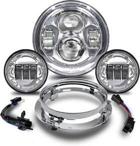 A10hf701nsdm Lordandland 7 Inch Motorcycle Led Headlight 4.5 Fog Passing Lights Dot Sae For Harley Chrome