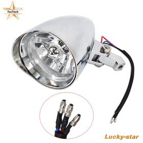 Luc1195116 Lucky-star-club 12v Motorcycle Chrome Visor Headlight Lamp Fit For Bobber Chopper Dyna New