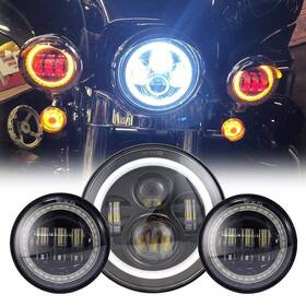 5823971851 Lx-light Black 7 Inch Led Headlight With Drl 2x 4.5 30w Fog Passing Lamps Com