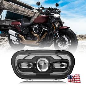 Lx-light 640486247829 Fit 2008-2017 For Harley Dyna Fat Bob Fxdf Upgrade 120w Halo Angel Eye Headlight