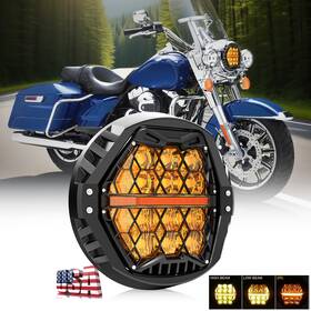 Lx-light 692090994675 Fit 1994-2023 For Harley Road King Upgrade Yellow Len 7inch Led Drl Headlight H9