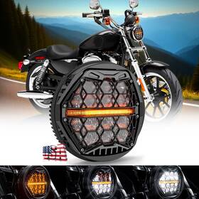 Lx-light 692090994767 For Harley Sportster Dyna Softail Motor Dot 5.75 Inch Led Round Headlight Lamp