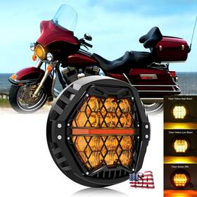 Lx-light 692090994972 Newest 120w 7ftft Inch Led Yellow Headlight For Harley Flhtc Electra Glide Classic