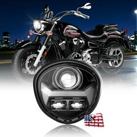 Lx-light 692090995146 Newest Dot 120w Led Drl Headlight For Yamaha 2010-2017 V Star 1300 Xvs1300 Motor