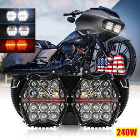 Lx-light 717931381046 For Harley Touring Fltr Road Glide 2015-2024 Brightest Led Dual Headlight Halo