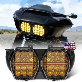 Lx-light 754137409631 2026 New For Harley Touring Road Glide 2015-2024 Dual Led Headlight Yellow Hi/lo