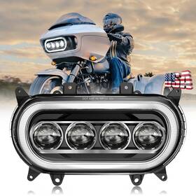 Lx-light 754137409723 Black 150w Dual Led Front Headlight Projector Halo For Harley Road Glide 2015-24