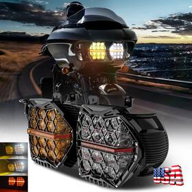 Lx-light 754137409730 Led Amber Clear Dual Headlight Hi/lo Beam Drl For Harley Road Glide 2015-2024