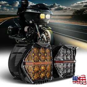 Lx-light 754137410095 For Harley Road Glide Special Fltrxs Fltrx 2015 Led Dual Headlight White&yellow