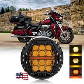Lx-light 754137410118 120w 7in Halo Led Yellow Headlight For Harley Electra Glide Ultra Limited Flhtk