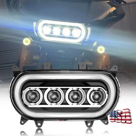 Lx-light 754137410125 2026 Dual Led Headlight Halo Drl Lamp Assembly Kit For Harley Road Glide 2015-24
