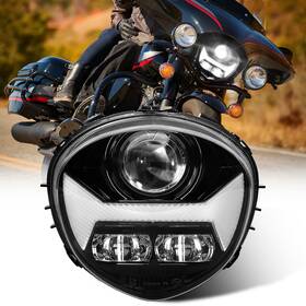 Lx-light 754137410149 Upgrade Black Led Halo Headlight Hi/lo Beam Drl For Yamaha V Star 1300 Xvs