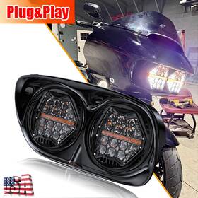 Lx-light 762891745056 Newest 5.75 Inch Dual Led Headlight For Harley Road Glide Ultra Fltru 2011 2012 2013