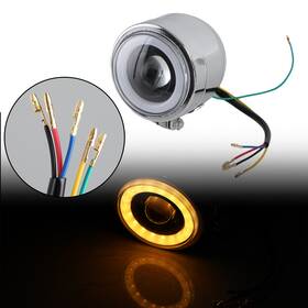 M513-a097-yel Madhornets Universal Motorcycle Led Headlight Projector Lens Atv For Cafe Racer Yellow
