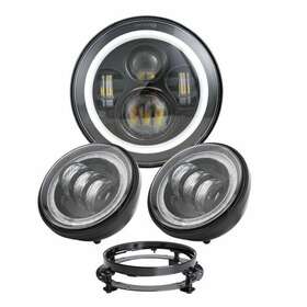 Mfmoebcyhl0003 Mechanic Force Projector Halo Led 7 Inch Headlight And Passing Drl Signal Lights Fit Harley Touring