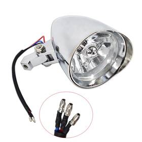 278616 Menbager For Bobber Chopper Dyna Motorcycle 12v Chrome Visor Headlight Lamp
