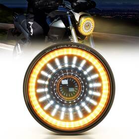 Mic07-mmrsglsdd Mictuning 7 Inch 80w Motorcycle Halos Led Headlight Amber Turn Signal Hi/low Beam Headlamp