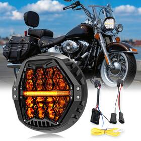 26bk001hc7 Mot 7ftft Round Led Headlamp Drl For Harley Softail Heritage/deluxe/slim/cvo 1994-2017