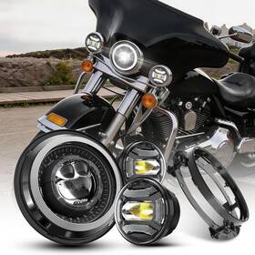 Mot 26de7jkfl002 Dot 7ftft Led Headlight And Bracket 4.5ftft Foglamps For Harley Touring Street Glide