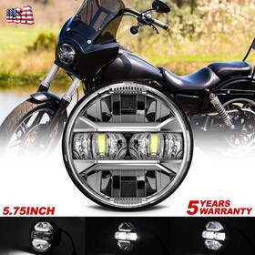 5.75h5001 Mot Projector 5-3/4ftft 5.75 Chrome Led Halo Headlight For Harley Dyna Street Bob Fxdb