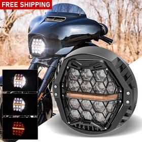 2014-current Mot 612715246187 7 Inch Round Led Headlight With Halo For Harley Street Glide Special Flhxs