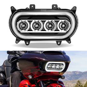 Mot 612715246309 Led Headlight Hi-lo Halo For Harley Road Glide Fltr Fltrx Fltrxs Fltru 2015-2024