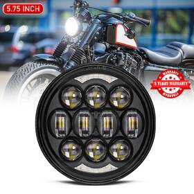 Mot 612715246385 80w 5.75ftft 5-3/4in Led Halo Headlight Hi-lo Sealed For Harley 883 Dyna Sportster