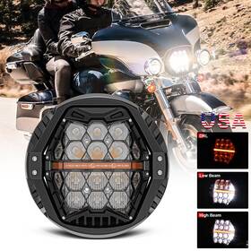 Mot 612715246644 Motor Dot 7ftft Round Led Headlight Drl For Harley Electra Glide Touring Road King