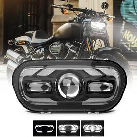 02013 Mot 612715246736 Brightest Dot Motor Projector Led Halo Headlight For Harley Dyna Fat Bob 2008-19