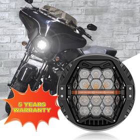 Mot 640486051655 Black 7 Inch Round Led Headlight Hi-low Beam Drl For Harley Road King Special Flhrxs