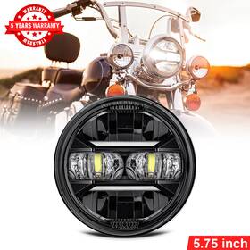Mot 640486051778 Black 5.75 5-3/4 Round Headlight Hi-low Beam For Harley Heritage Softail Classic