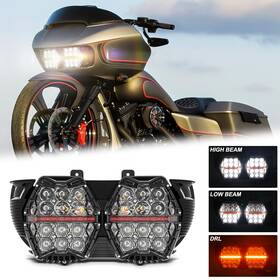 Mot 640486051938 Led Halo Dual Headlight For Harley Road Glide Fltr Fltrx Fltrxs Fltru 2015-2024
