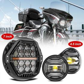 Mot 640486052072 7 Inch Led Headlight 4.5ftft Passing Light For Harley Heritage Softail Classic Flstc