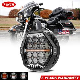 Mot 640486966898 Dot Chrome 7 Inch Led Headlight Hi-lo Drl For Harley Electra Glide Touring Road King