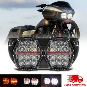 Mot 640486967109 Led Headlight Projector Hi-low Amber Drl For Harley Touring Road Glide 2015-2024