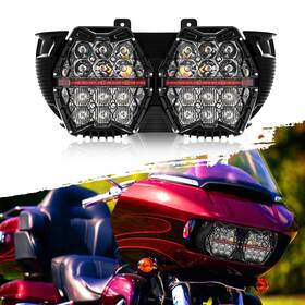 Mot 674519805762 Led Dual Headlight Hi-lo Projector Beam Drl For Harley Road Glide Fltr 2015-2024