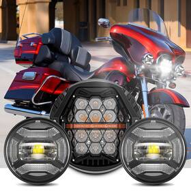 Mot 674519805885 7 Inch Halo Led Headlights And 4.5ftft Fog Lights For Harley Ultra Classic Electra Glide
