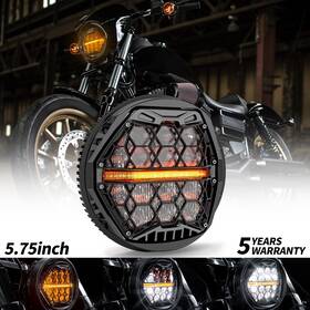 Mot 674519806158 5.75ftft Round Led Headlight Hi-low Amber Drl For Harley Dyna Low Rider Wide Glide
