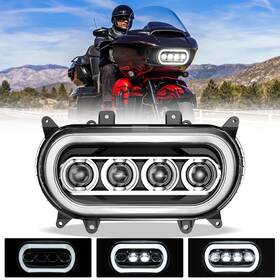 Mot 686585193179 For Harley Road Glide 2015-2024 Led Headlight Projector High-low Drl Beam Sealed