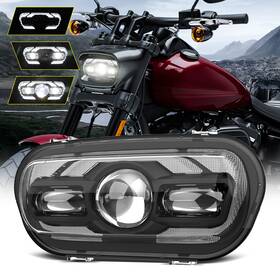 Mot 686585488985 Upgrade Brightest Led Headlight High-low Drl Dot Lamp For Harley Fat Bob 2008-19
