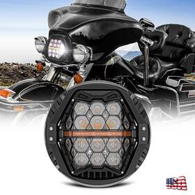 Mot 692090767231 Dot 7 Inch Round Led Halo Headlight Hi-lo Drl For Harley Electra Glide Ultra Classic