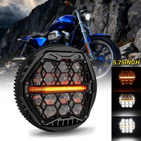 H5001 Mot 717931381756 5.75 5-3/4ftft Round Led Headlight Hi-lo Drl For Harley Sportster Xl 883 1200 Dyna