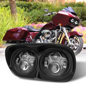 Mot 754137410316 Dot Black 5.75ftft Dual Led Headlamp Assembly For Harley Road Glide Fltr 1998-2013