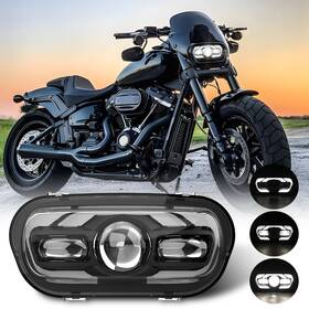 Mot 754137410910 Dot Halo Led Headlight Hi-lo Sealed Drl Replacement For Harley Fat Bob 2018-2025