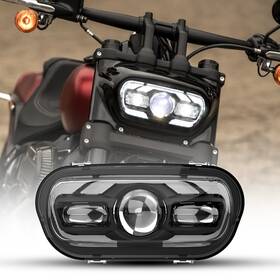 Mot 754137412808 Newest Black Led Headlight Hi-lo Drl For Harley Dyna Fat Bob Fxdf Fxfb 2008-2019